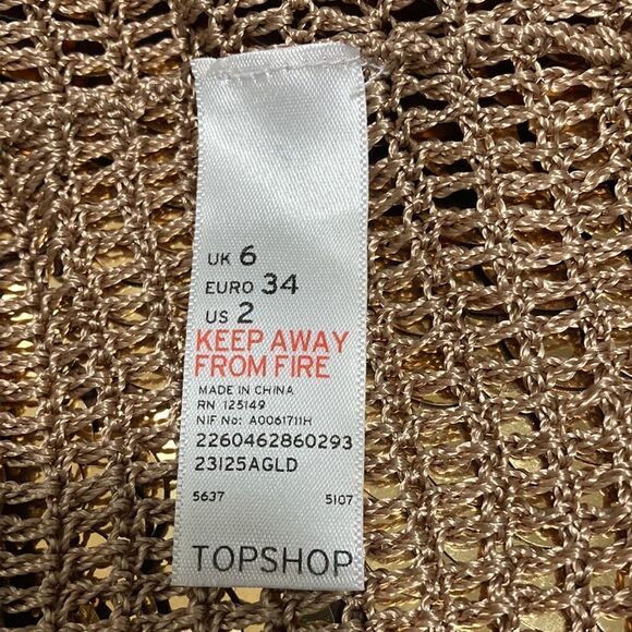 Topshop NWOT Open Jacket Made of Gold Sequin Disks. Size 2. - Picture 5 of 6